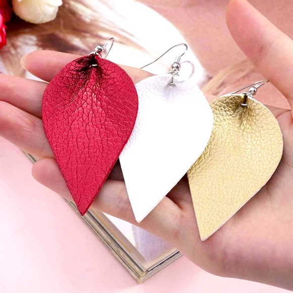 ✨3 for$23✨NWT Metallic Vegan Leather Earrings ✨Hand Crafted ✨Artisan!✨ - Picture 2 of 7